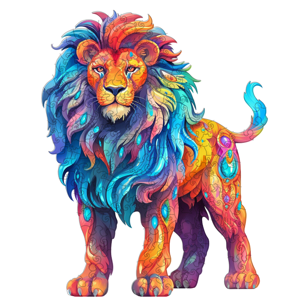 Colorful lion Wooden Jigsaw Puzzle – Quordlepuzzles®