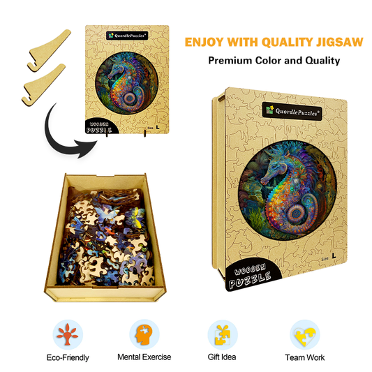 Mandala Seahorse Wooden Jigsaw Puzzle