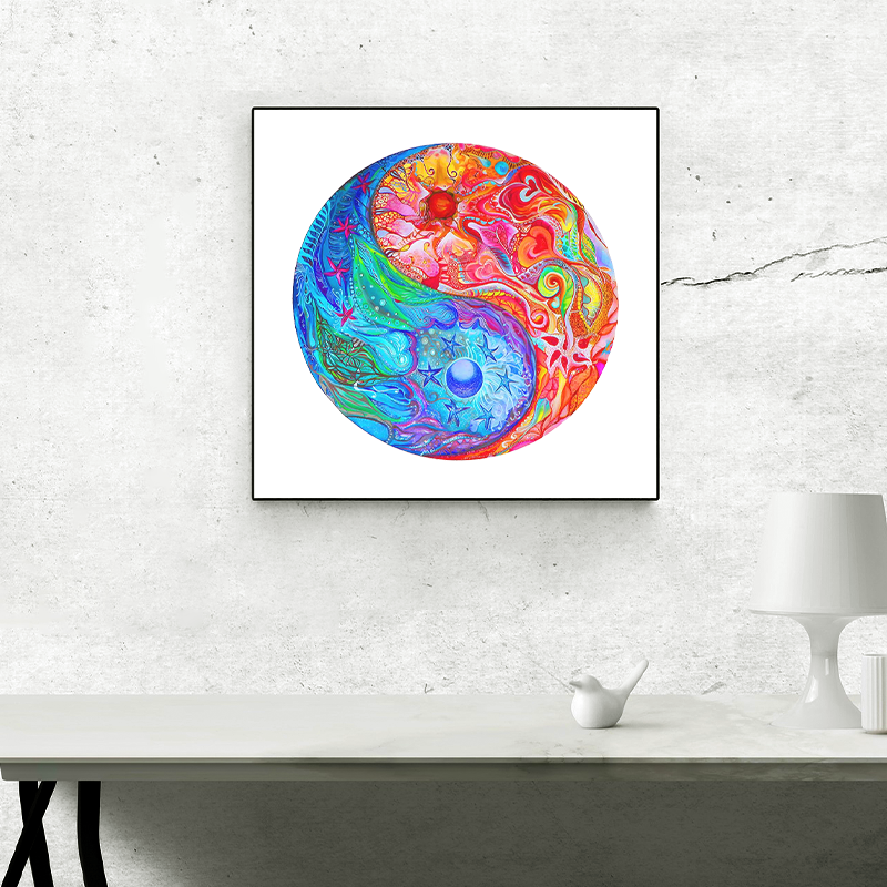 Feuer und Wasser Mandala Holzpuzzle