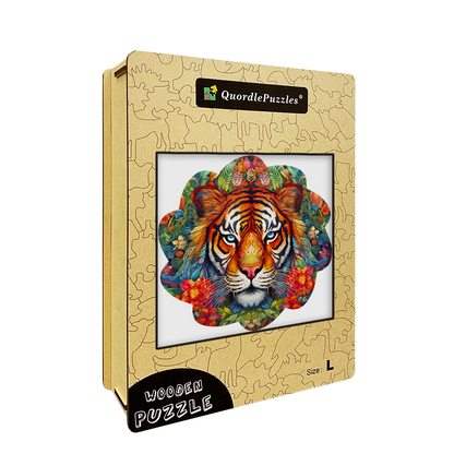 🔥LAST DAY 83% -Tiger With Flowers Wooden Jigsaw Puzzle