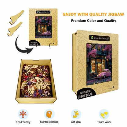 Night Bookstore Wooden Jigsaw Puzzle