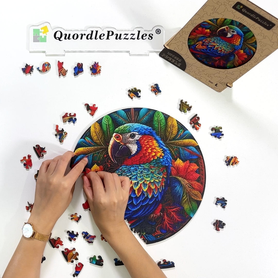 🔥LAST DAY 93% OFF-Stained Parrot Wooden Jigsaw Puzzle