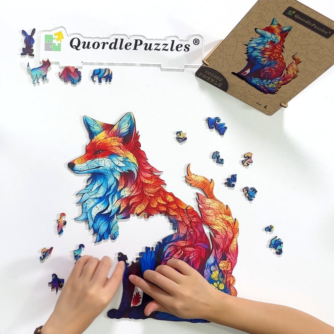 🔥LAST DAY 92% OFF-Wonderful FOX Colourful Wooden Jigsaw Puzzle