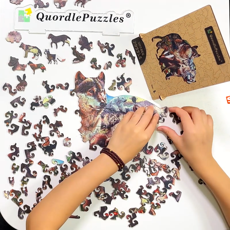 🔥LAST DAY 83% -Wolf Pack Wooden Jigsaw Puzzle