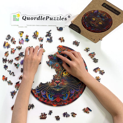 Mandala Cat Wooden Jigsaw Puzzle
