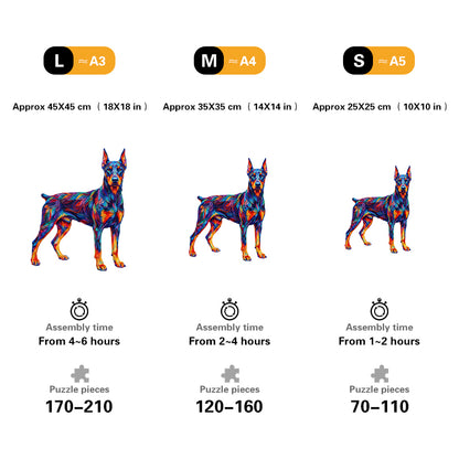 Vibrant Doberman Dog Wooden Puzzle