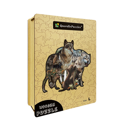 🔥LAST DAY 83% -Wolf Pack Wooden Jigsaw Puzzle