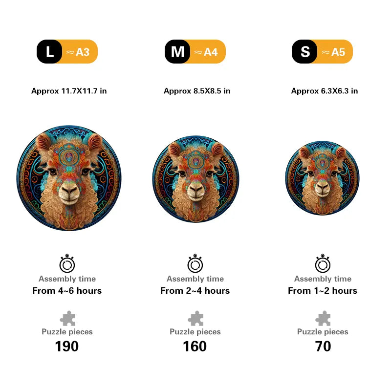 Alpaca Mandala Wooden Jigsaw Puzzle