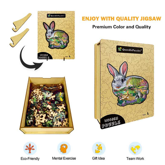 🔥LAST DAY 92% -Bunny Hollow Wooden Jigsaw Puzzle