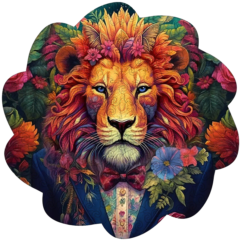 🔥SISTA DAG 83% -Estetiskt lejon i blommor träpussel