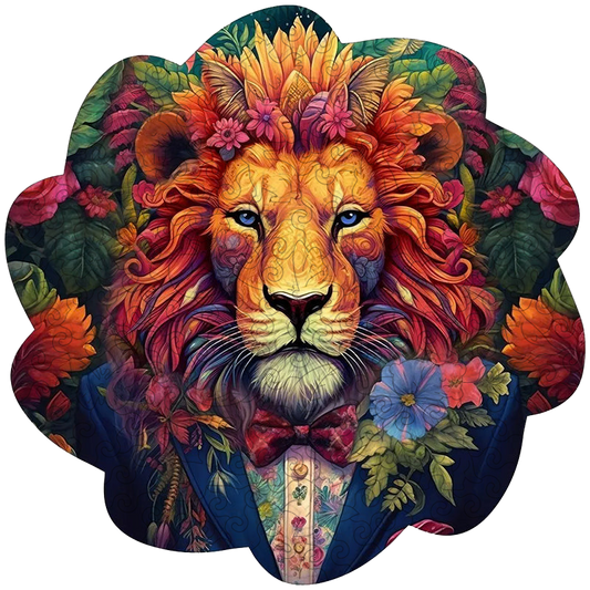 🔥SISTA DAG 83% -Estetiskt lejon i blommor träpussel