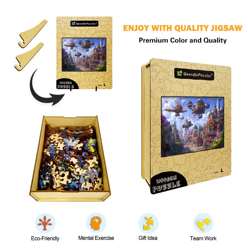 Steampunk City Wooden Jigsaw Puzzle
