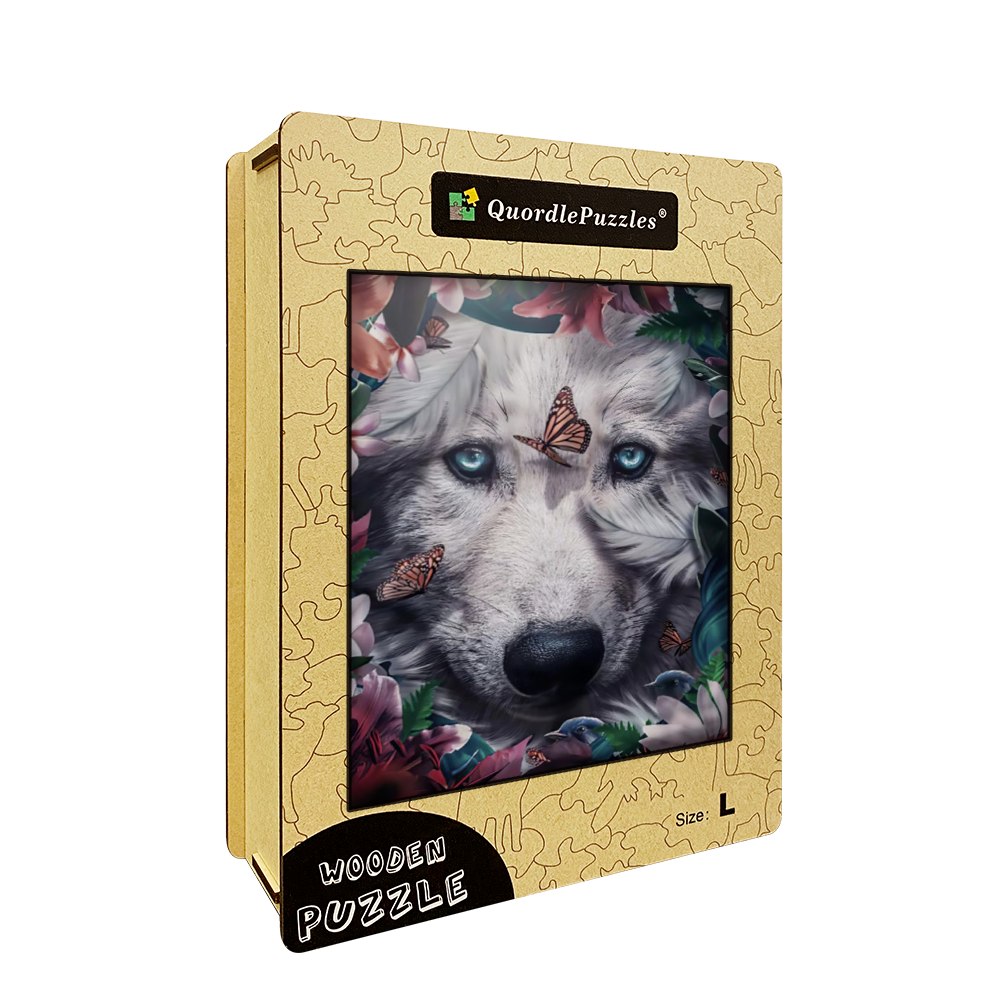 🔥LAST DAY 83% -Floral Wolf  Wooden Jigsaw Puzzle