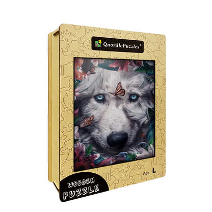 🔥LAST DAY 83% -Floral Wolf  Wooden Jigsaw Puzzle