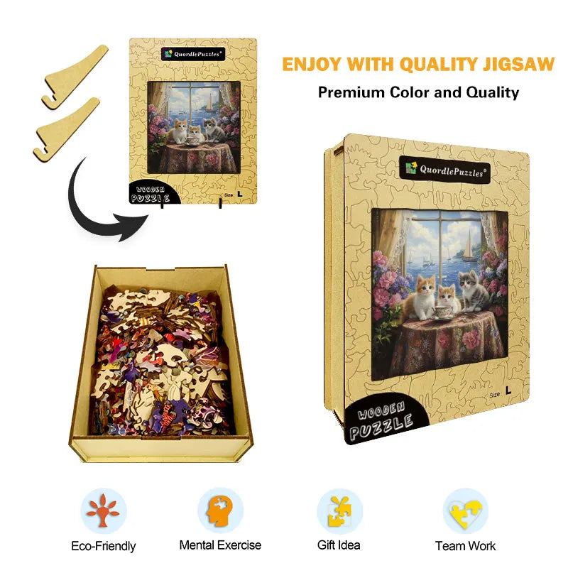 Kitten Tea Party Wooden Jigsaw Puzzle