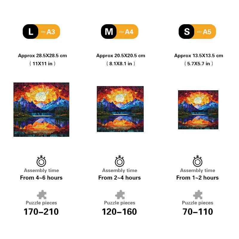 Stained Glass Sunrise Wooden Jigsaw Puzzle
