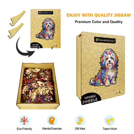 Rainbow Whimsy Puppy Wooden Puzzle