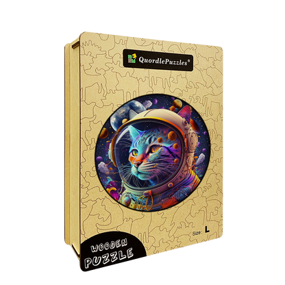 Space Cat Cute Kittens Wooden Jigsaw Puzzle