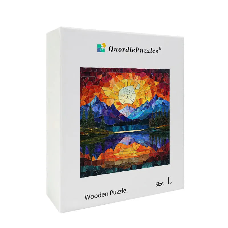 Stained Glass Sunrise Wooden Jigsaw Puzzle
