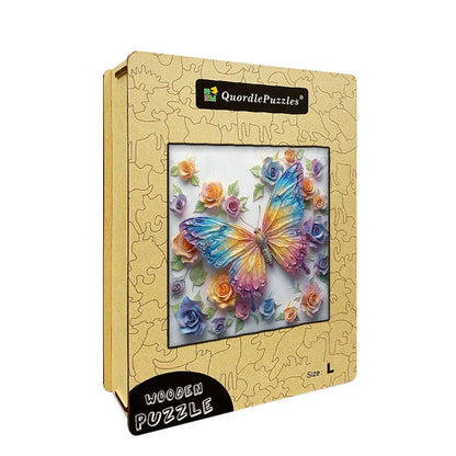 Crystal Rainbow Butterfly Wooden Jigsaw Puzzle