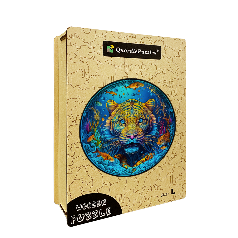 Psychedelic Tiger Wooden Jigsaw Puzzle