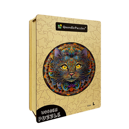 Mandala Cat Wooden Jigsaw Puzzle