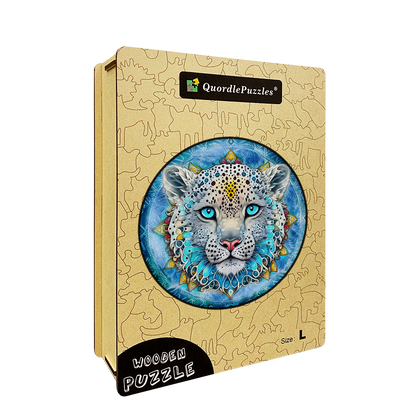 Snow Leopard Mandala Wooden Jigsaw Puzzle