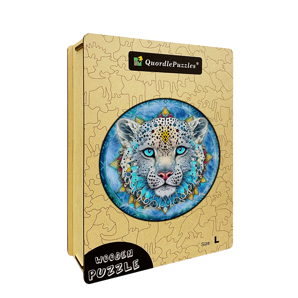 Snow Leopard Mandala trä pussel