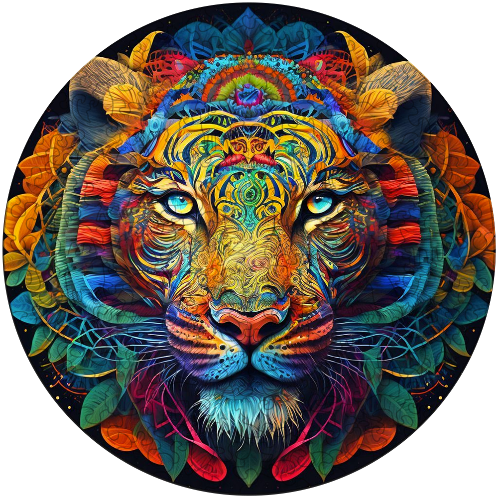 Abstract Colorful Tiger Wooden Jigsaw Puzzle