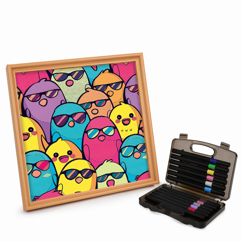 Cool Birds - Wooden Coloring Puzzle