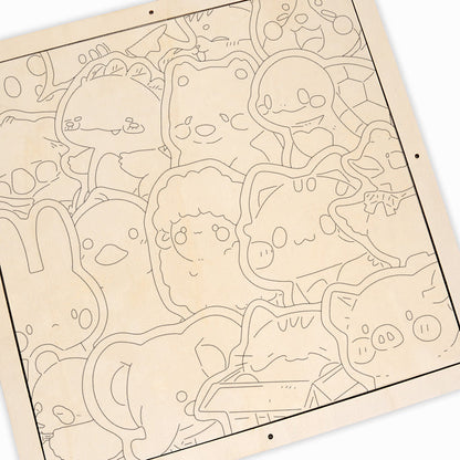 Furry Gathering - Wooden Coloring Puzzle