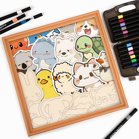 Furry Gathering - Wooden Coloring Puzzle