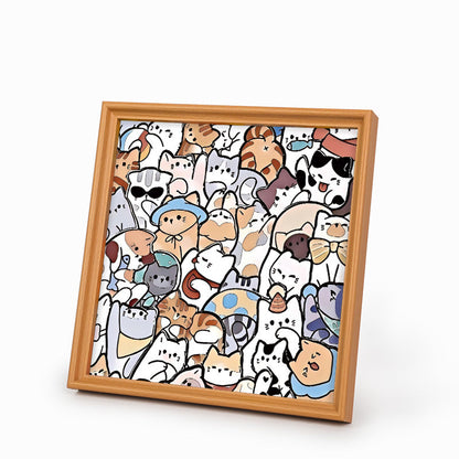 Lazy Cats - Wooden Coloring Puzzle