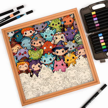 Monster Mash - Wooden Coloring Puzzle
