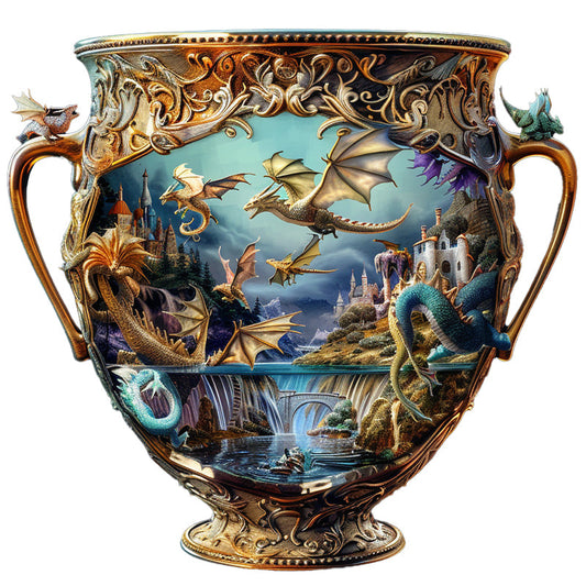 Dragons in a Majestic Vessel Wooden Jigsaw Puzzle