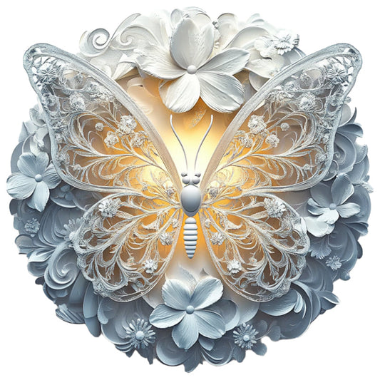 Elegant White Butterfly Wooden Jigsaw Puzzle
