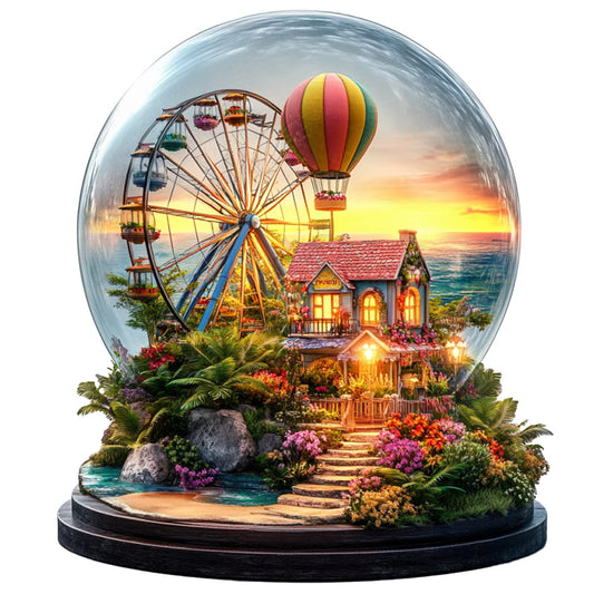 Ferris Wheel at Sunset Wooden Jigsaw Puzzle