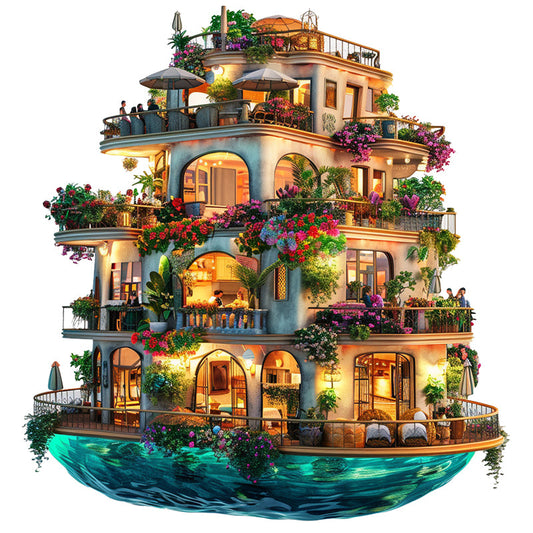 Floating Flower-Filled Ship Wooden Jigsaw Puzzle