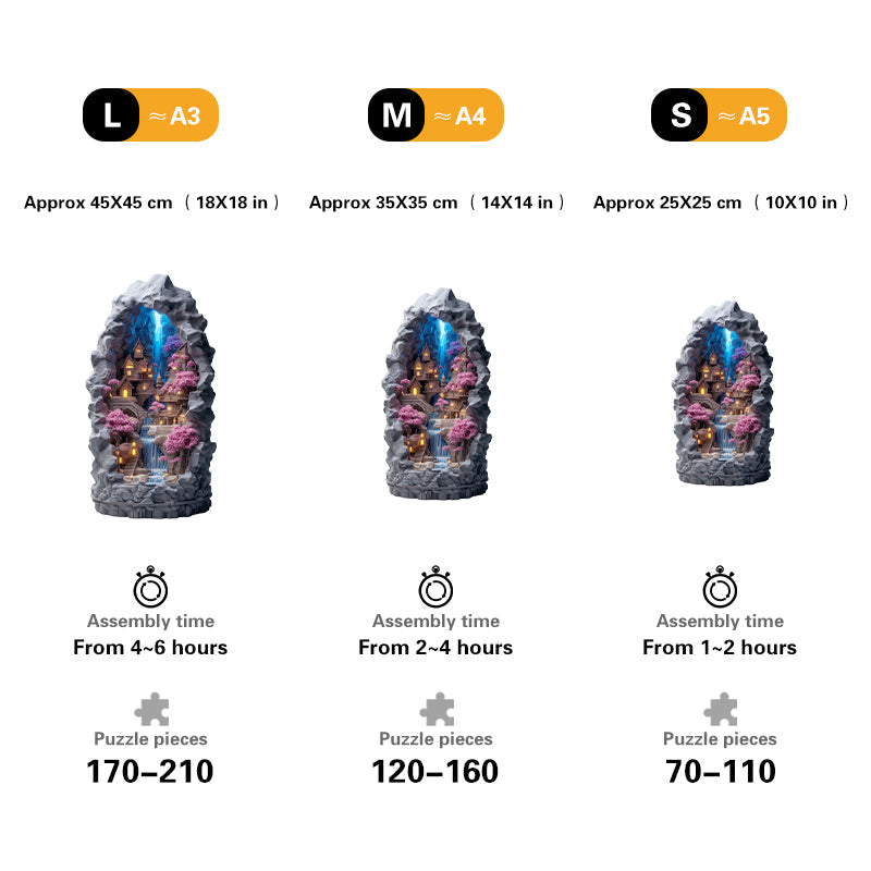 Hidden Waterfall Village Wooden Jigsaw Puzzle