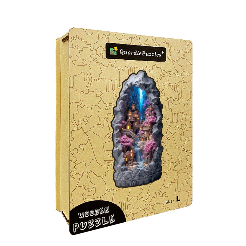 Hidden Waterfall Village Wooden Jigsaw Puzzle