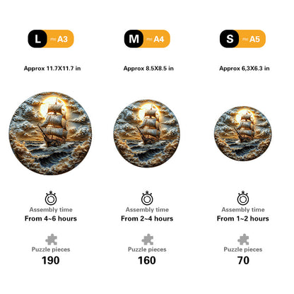 Moonlit Voyage at Sea Wooden Jigsaw Puzzle