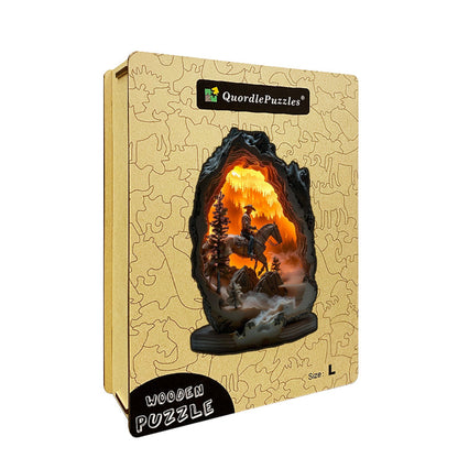 Cowboy in the Fiery Canyon Wooden Jigsaw Puzzle