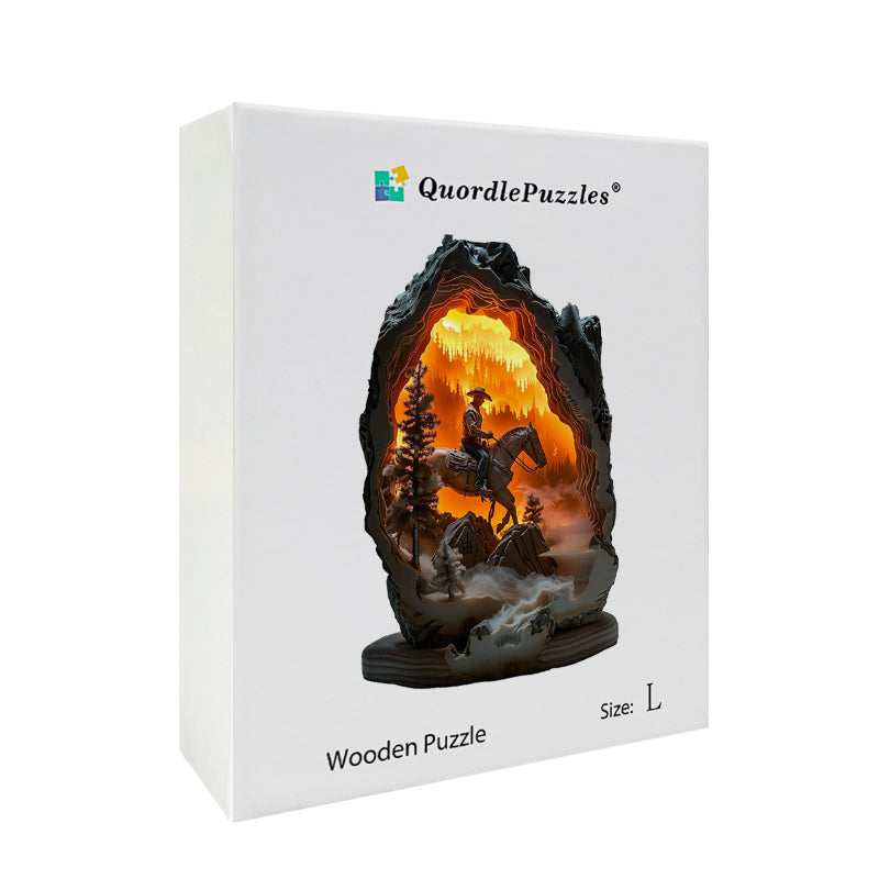 Cowboy in the Fiery Canyon Wooden Jigsaw Puzzle