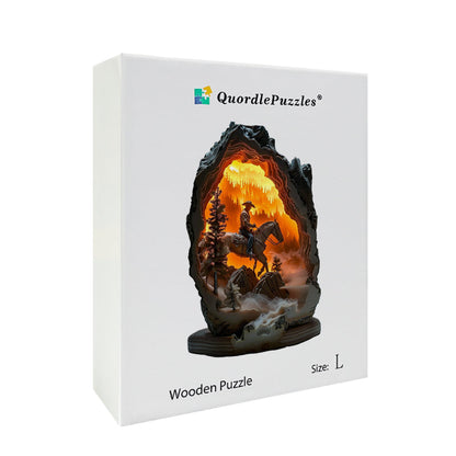 Cowboy in the Fiery Canyon Wooden Jigsaw Puzzle