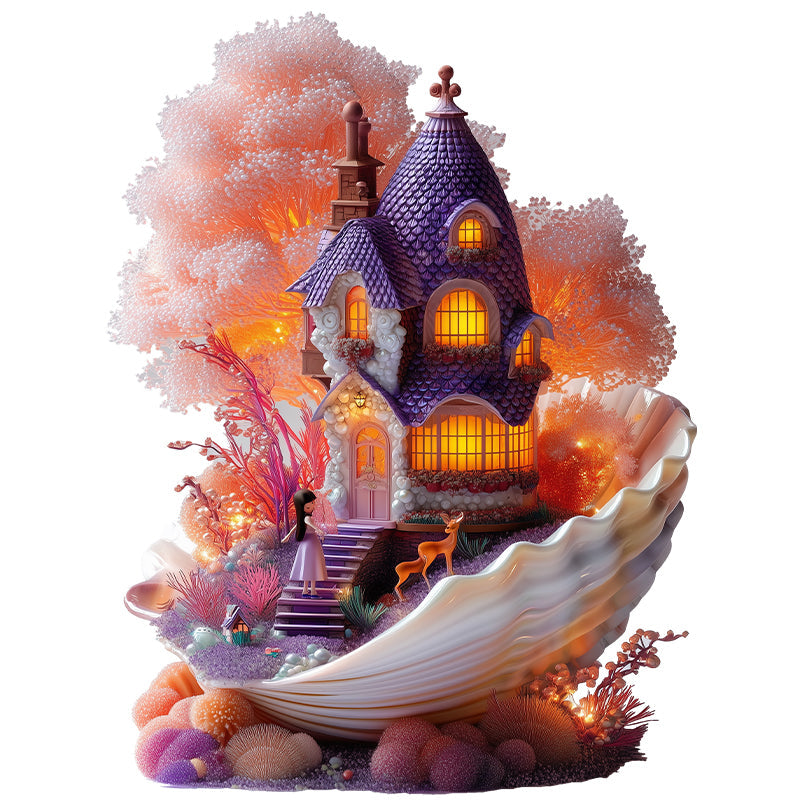 Seashell Fairy Cottage Wooden Jigsaw Puzzle