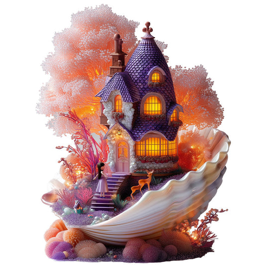 Seashell Fairy Cottage Wooden Jigsaw Puzzle