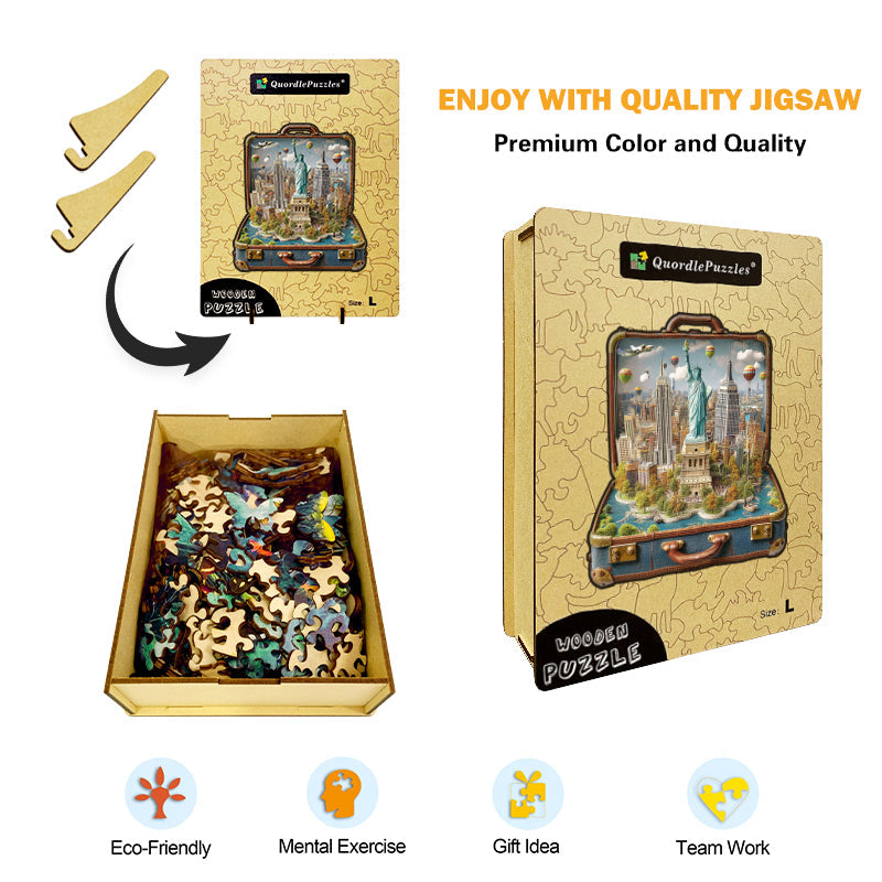 Suitcase – Statue of Liberty Wooden Jigsaw Puzzle