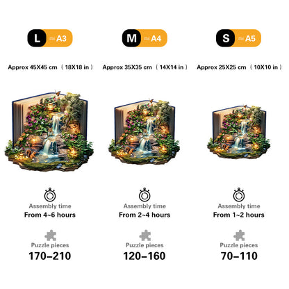 Waterfall in the Books Wooden Jigsaw Puzzle