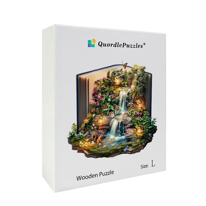 Waterfall in the Books Wooden Jigsaw Puzzle