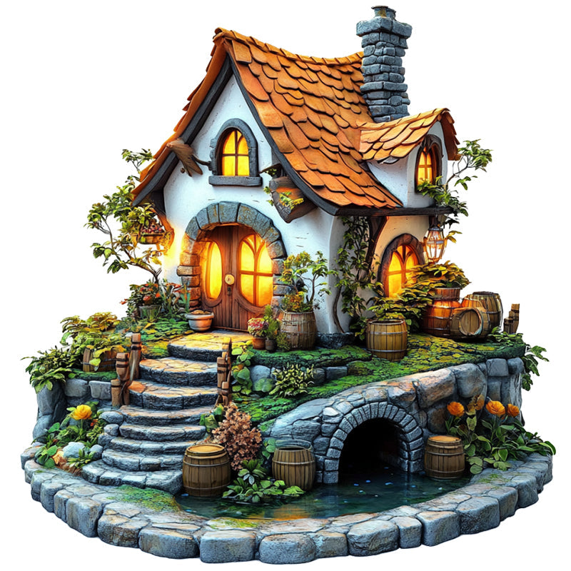 Fairy Tale Cottage and Garden Wooden Jigsaw Puzzle